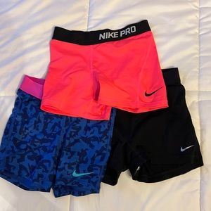 3 Nike Pro athletic shorts